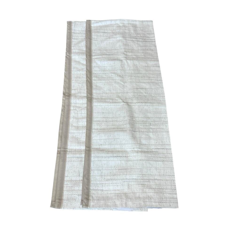 BURLINGTON HOUSE Pair Textured Weaves VALANCES Ivory Beige Neutrals 82" Vtg USA